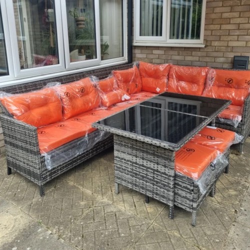 Corner rattan garden furniture - garden,