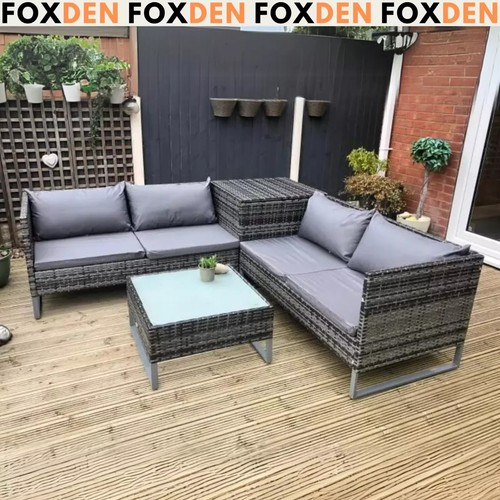 Grey patio rattan corner sofa - rattan,