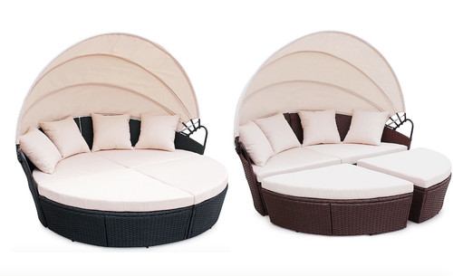 Rattan outdoor sun lounger - rattan,