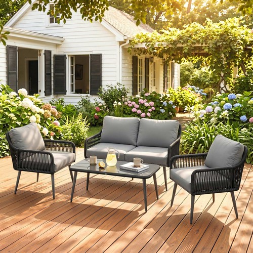 Rattan garden furniture set 4 - garden,