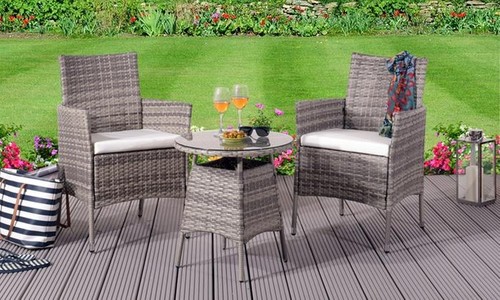 3pc rattan bistro set garden - set,