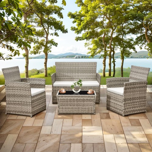 Piece grey rattan garden - grey,
