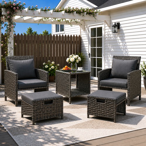 Rattan garden furniture set 5 - furniture, set,
