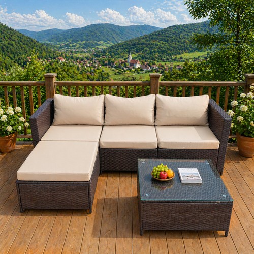 Rattan shaped corner - l-shaped, sofa