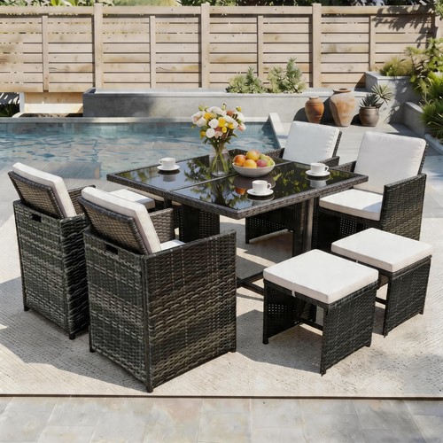 Rattan garden furniture - rattan, cube