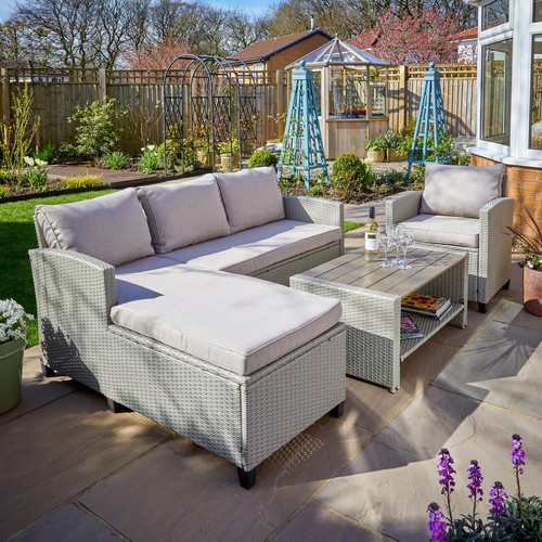 Taupe rattan piece garden - taupe, 4